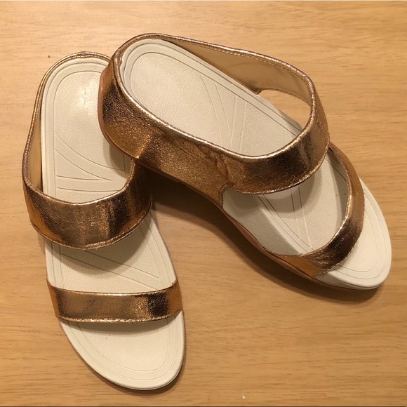 Metallic Rose Gold Sandals - Picture 1 of 4
